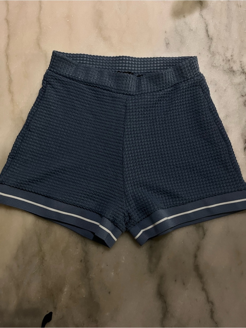 Women's Navy Waffle Knit Lounge Shorts